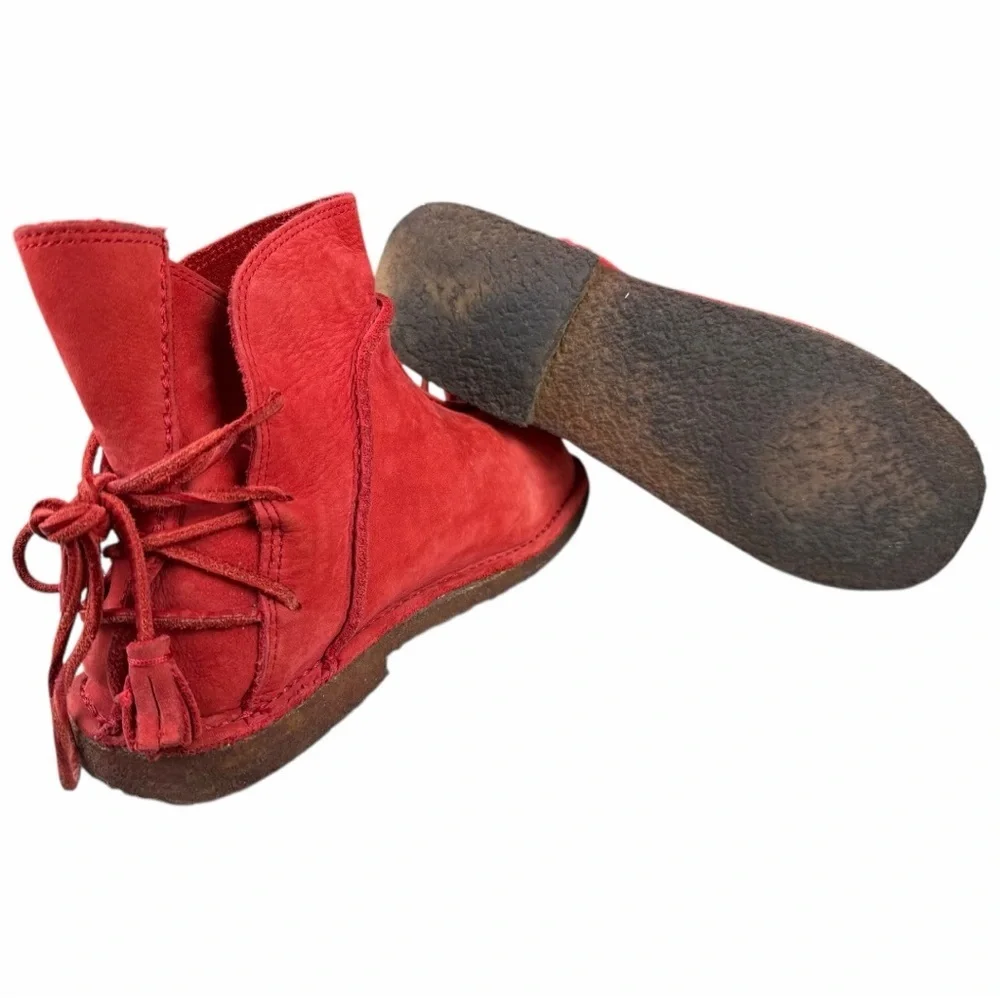 Baffin Boho Indie Red Suede Leather Fisherman Moccasin Boots Women’s Size 8 - Picture 6 of 8